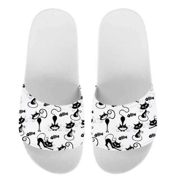 

hycool sandal women smile cartoon black cat print summer sandals slippers for ladies female beach shoes bathroom gym slipper