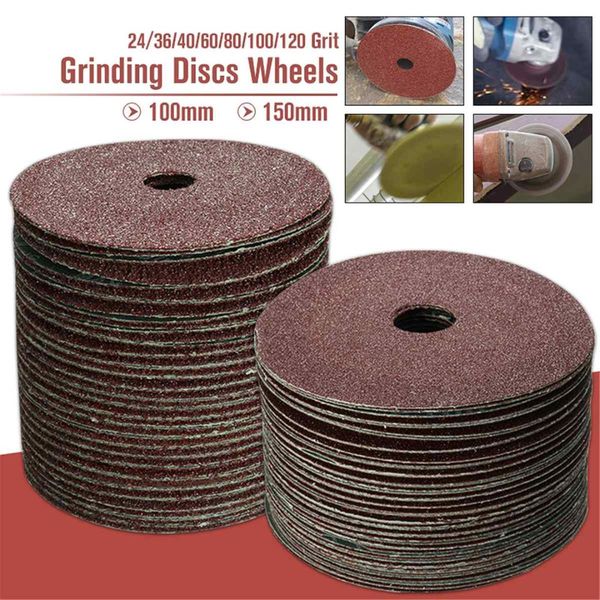 

50pcs 100x16mm / 115x22.2mm fibre sanding grinding discs wheels 24 to 120 grit for angle grinder