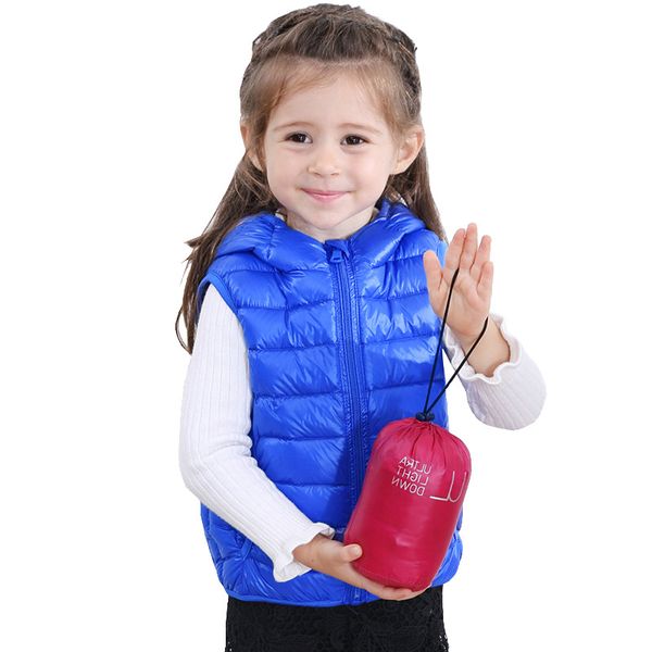 

girls down jacket vest children winter new 90% down hooded vest boy girls winter warm wear children's coat b-9609, Black