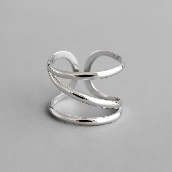 

hjz462 серебро корейский s925 стерлингового серебра мода личность шикарный стиль простой трехслойная линия открытие кольцо кольцо, Golden;silver