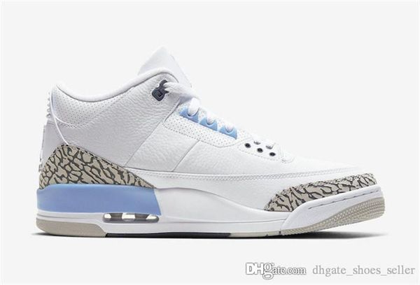 

2020 Новые Аутентичные RetroJordan 3 3s UNC III White / Доблесть Сине-Tech Gray CT8532-104 Спорт Кроссовки Женщины Мужчины Баскетбол обувь