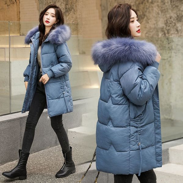 

womens winter jackets and coats 2019 parkas for women 6 colors wadded jackets warm outwear with a hood faux fur collar, Black