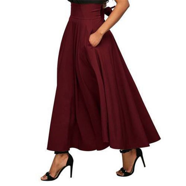 

summer vintage women black long skirt skirt with pocket solid ankle-length