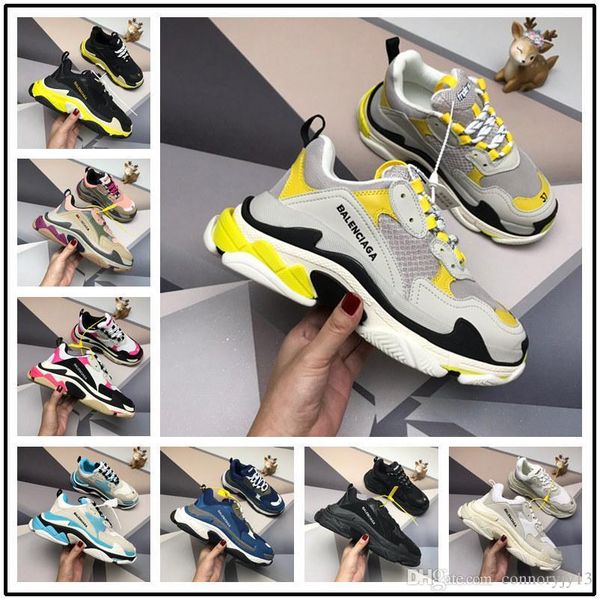

newst triple s fashion design shoes platform sneakers for men women luxury black bred white green pink mens casual shoe outdoor walking