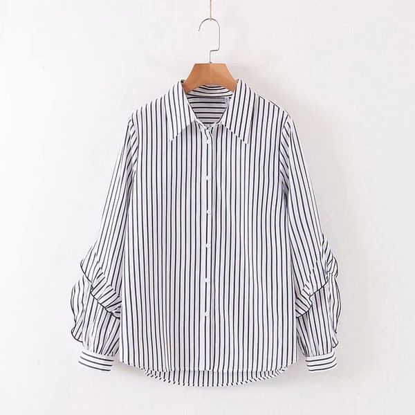 

edging xq8-45 - a207 euramerican fashion leaf striped shirt, White