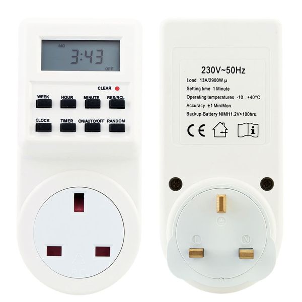 

digital lcd electronic plug-in programmable timer 12/24 hour switch socket with clock summer time random function 240v 50hz