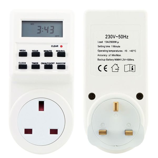 

digital lcd electronic plug-in programmable timer 12/24 hour switch socket with clock summer time random function 240v 50hz