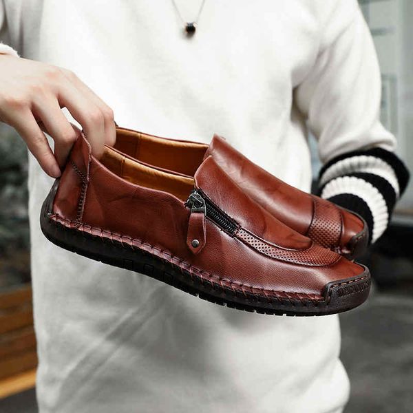 

2019 men shoes leather casual loafers breathable flats soft light shoes fashion men's driving footwear big size 48, Black