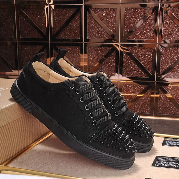 

designer sneakers men women casual shoes party dress low-studded spikes platforms red bottom trainers shoes sneakers, Black