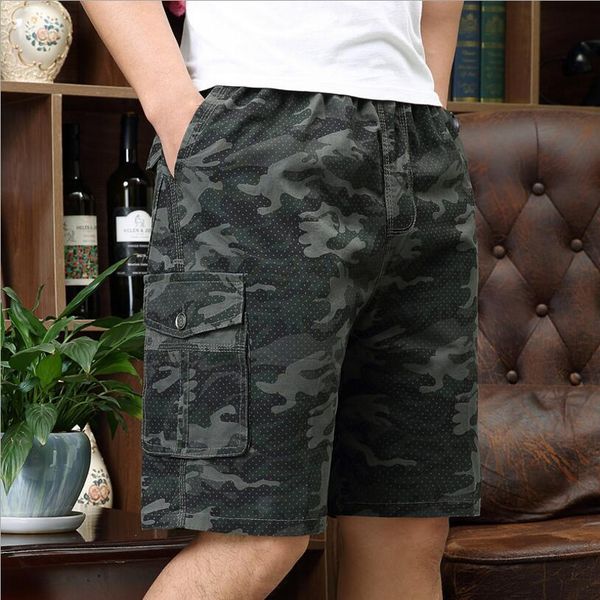 

men camouflage shorts summer tooling shorts good quality men cotton loose cargo short pants elastic waist casual, White;black