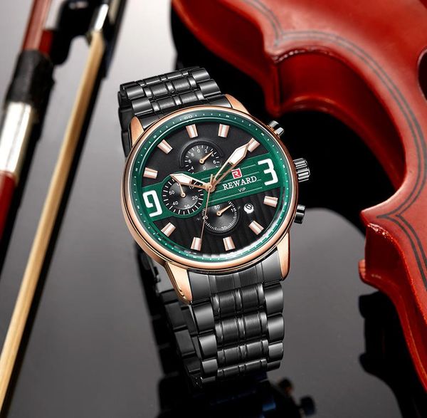 

spring 2020 new watches, international selling models, sports chronograph fashion watches, casual waterproof, men's business, european, Slivery;brown