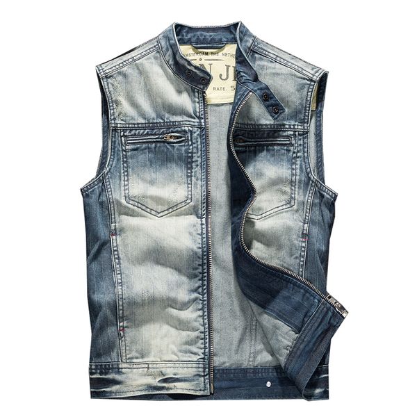 

new fashion men's style jeans vest with rivets novelty hip hop sleeveless jeans jackets for man blue, Black;white