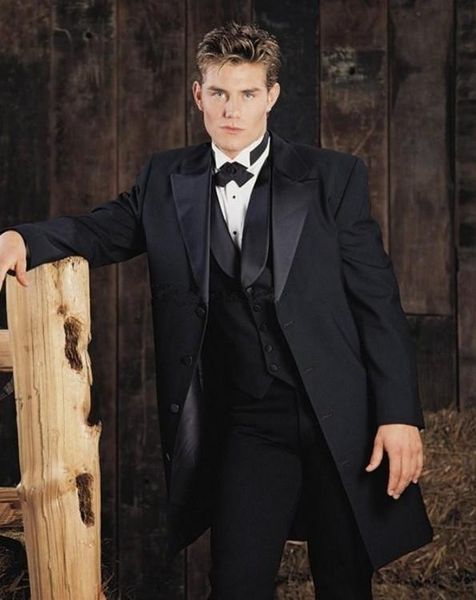 

popular four buttons groomsmen peak lapel groom tuxedos men suits wedding/prom man blazer ( jacket+pants+vest+tie) 513, Black;gray