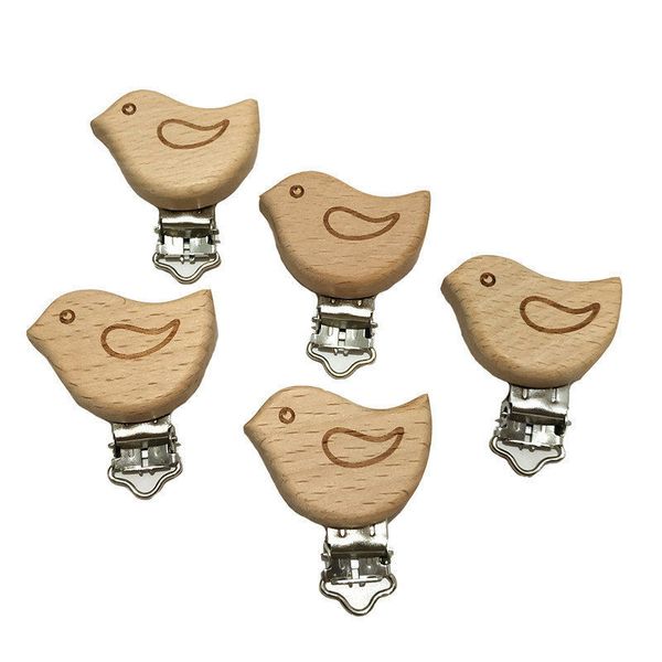 

natural beech wood animal bird shape pacifier clip unfinished nontoxic baby nipple holder diy infant pacifier clasps accessories