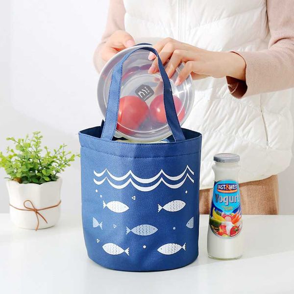 

cartoon animal fish lunch bag portable thermal box picnic ice insulated tote cooler high capacity women kids childer bags, Blue;pink