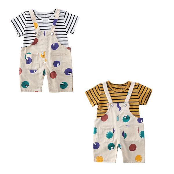 

новорожденного мальчика в полоску с коротким рукавом overeall нагрудник с коротким летней одежды 2шт 6м-3г, White