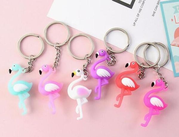 

2000pc 3d cartoon cute chaveiro flamingo keychain cute animal car keyring ring bag keychain mall pendant r312