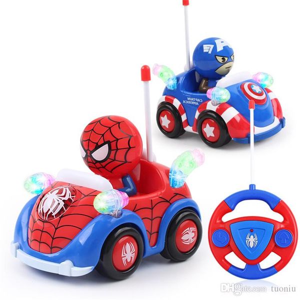 

captain america light music rc car toy spiderman remote control electric toys automatic play car kids toys boy girl gift