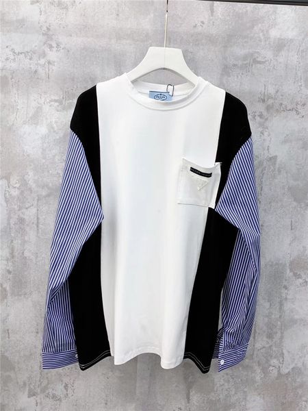 

20ss new luxurious brands design prd stripes color blocked sweater pullover men women outdoor streetwear sweatshirt hoodies, Blue;black