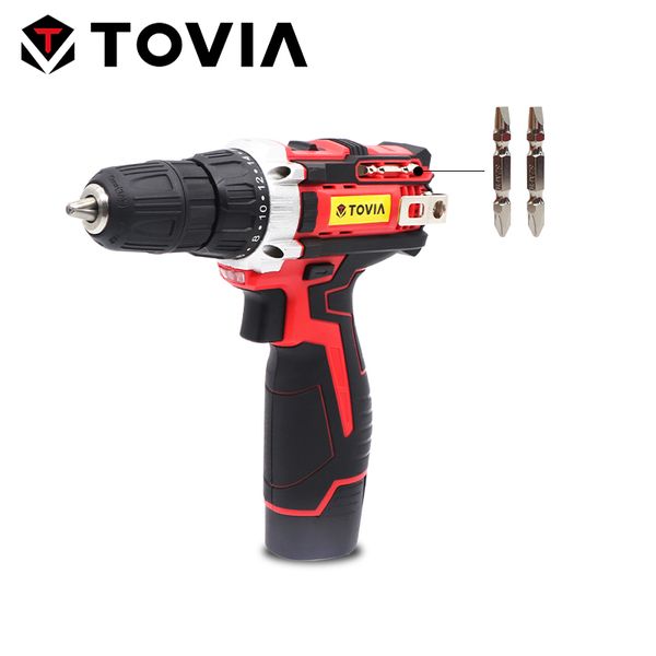 

tovia 12v electric drill 18+1 torque cordless drill double speed rechargeable screwdriver mini hand power tool home diy