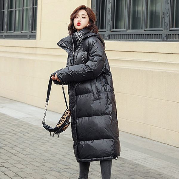 

90% white duck down jacket hooded 2019 new women thick warm long winter coat women korean female parkas snow outwear waterproof, Black