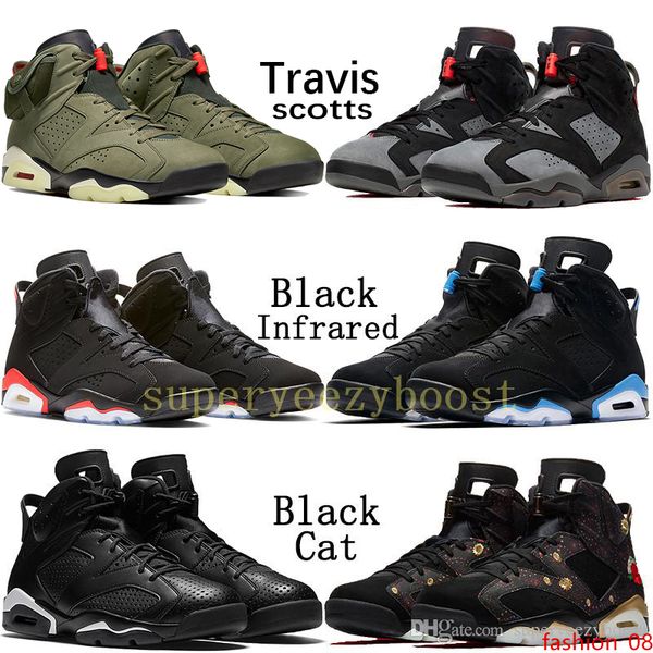 

travis scotts psg black infrared 6 6s basketball shoes men mens cny unc tinker black cat gatorade green oreo sneakers trainers