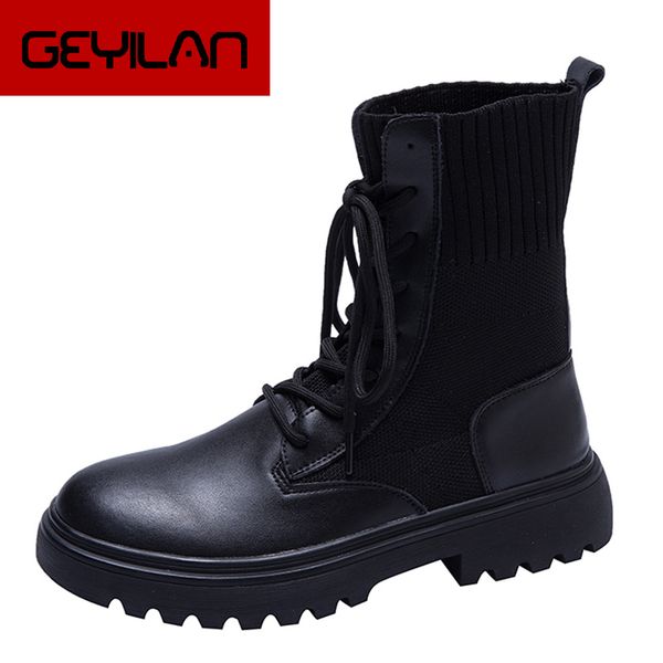 

female winter socks mouth boots lac up leather outdoor snow boots women fur zapatos de mujer womens winter shoes %x808, Black
