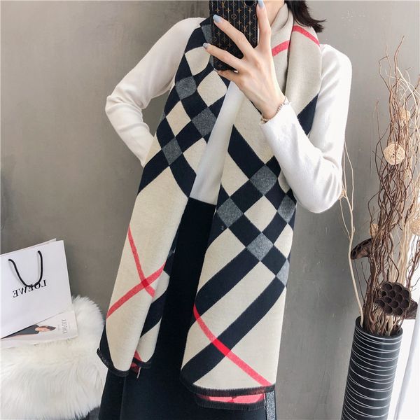 

2020 designer brand men's winter plaid scarf warm women cashmere shawls scarves casual tassel scarfs man business scarf pashmina, Blue;gray