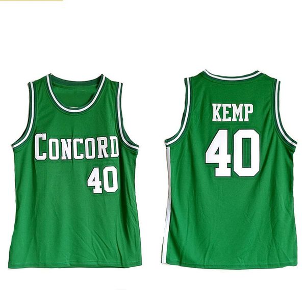 

mens shawn kemp #40 concord high school basketball jersey vintage green shawn kemp stitched basketball shirts, Black;red