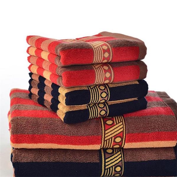 

luxurious egyptian cotton towel striped textile gift towels hand face hair cloth red blue man towels 34 * 76cm 2pcs/lot