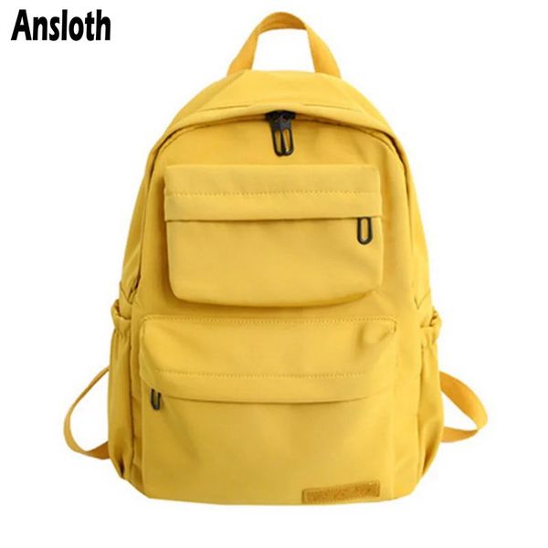 

ansloth solid color backpack for teenger girls nylon bag pack women bag large capacity school ladies casual backpack hps802