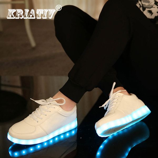 

kriativ usb charger tenis led enfant light up trainers kid casual shoes boy&girl luminous sneakers glowing shoe led slippers y190523, Black;red