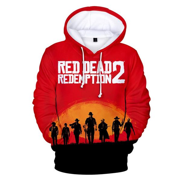 

red dead redemption 2 kids designer clothes boys mens women casual 3d hoodies sweatshirts, Black