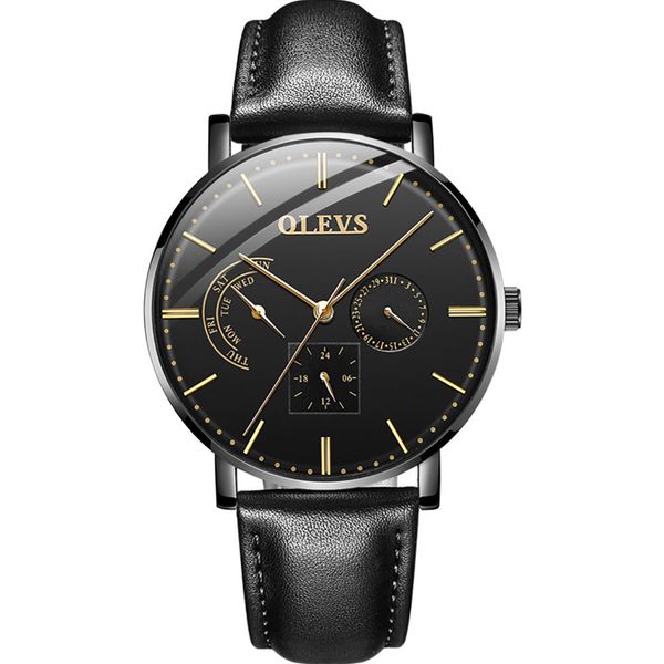 

men's automatic mechanical watch rose gold/black/white independent multi-purpose dial date/week function fashion casual, Slivery;brown