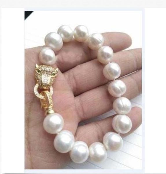 

beautiful natural aaa11-13mm south sea white pearl bracelet 7.5-8 inch, Black