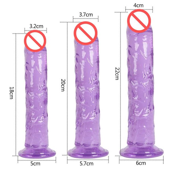 Erótico macia Jelly Dildo Anal Butt Plug Realistic Penis Forte ventosa Toy Dick para Adulto G-Spot orgasmo Sex Toys para Mulher J1737