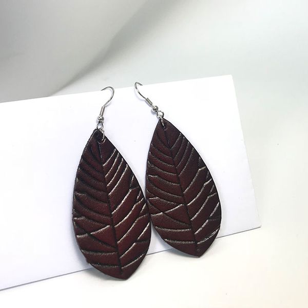 

cpop старинные тиснение цветочный узор листьев натуральная кожа серьги для женщин личность заявление мотаться серьги поставки производителей, Silver