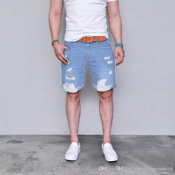 

mens light blue short jeans ripped casual street distressed shorts holes designer summer shorts, White;black