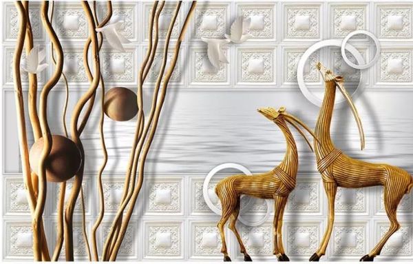 

wall mural p wallpaper modern stylish twig antelope 3d background wall