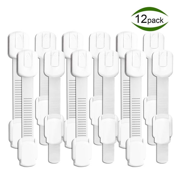 

12pcs/pack cabinet children locks white safety doors drawers locks portable plastic safety wardrobe lock kid buckle cabinet lock