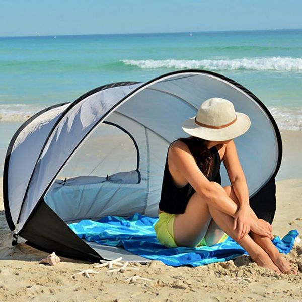 

multi-person beach tent sun shelter quick automatic sun shade tent windproof upf40+ uv protection for beach fishing camping