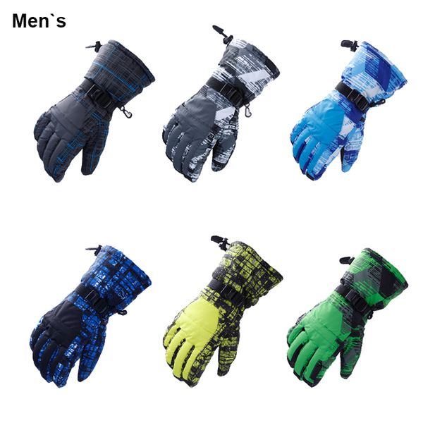 

winter men women outdoor mountaineering hiking skiing windproof waterproof thick warm full finger glove riding motorcycle mitten, Black
