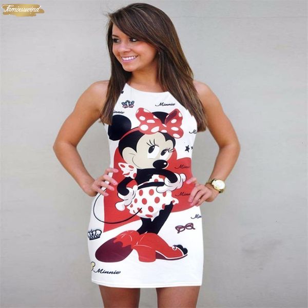 

dress fashion summer trend animation hip slim mouse pattern round neck mini dress sleeveless fresh sweet princess dress designer clothes, Black;gray