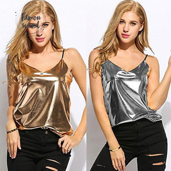 

горячие женщины camis рукава золото серебра tops summer solid v шея brandy melville sexy трусики спагетти ремень bralette, White