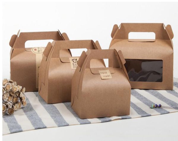 

paper cake boxes white kraft cardboard paper box with window for cake cookie candy dessert packing boxes hand portable box