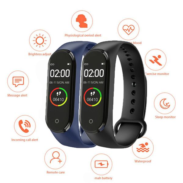 

information reminder smart new fashion m4 watch heart rrate mmonitor men and women monitoring fitness tracker bracelet, Slivery;brown