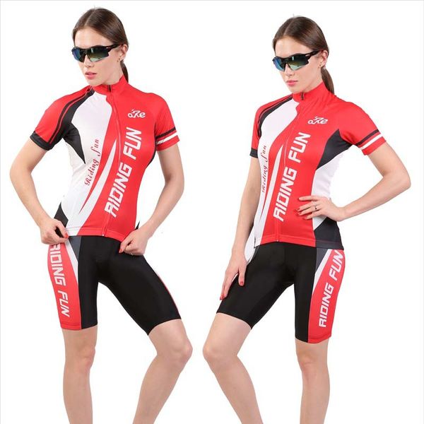 

cycling jersey sets women's style short sleeves cycling clothing sportswear polyester outdoor sets, Black;red