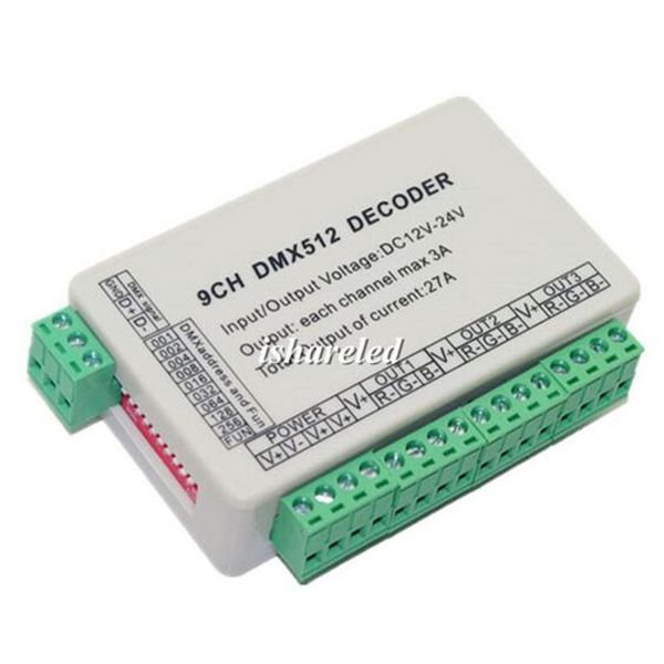 9CH dmx512 decoder LED Controller 9 canali dmx 512 dimmer driver 9x3A WS-DMX-9CH