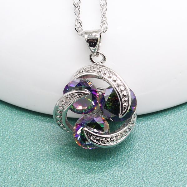 

purple 925 silver necklaces pendant for women multicolor zircon white crystal 925 stamp necklace birthday gift jewelry box