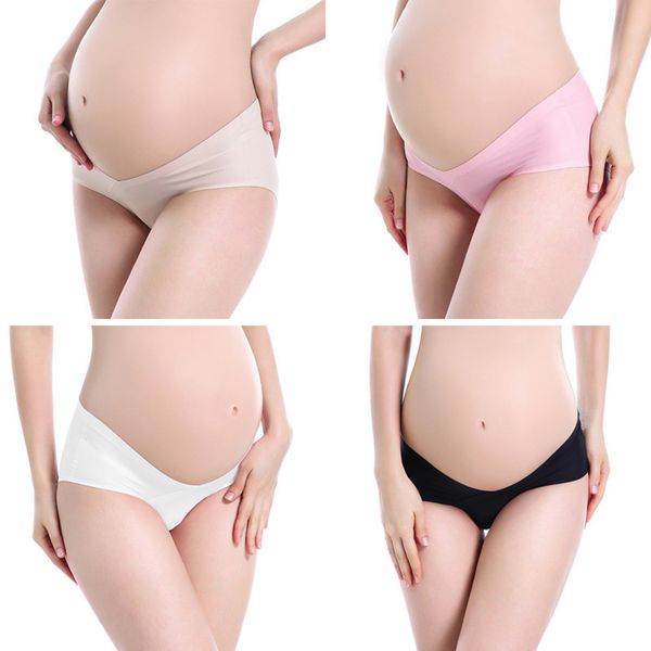 

4pcs/lot cotton pregnant women underwear v-shaped low waist pettipant soft maternity panties pregnancy women briefs clothing, White